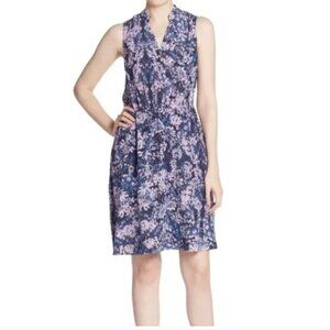 Rebecca Taylor Floral Silk Kiku Sleeveless V Neck Dress Size Size 8
